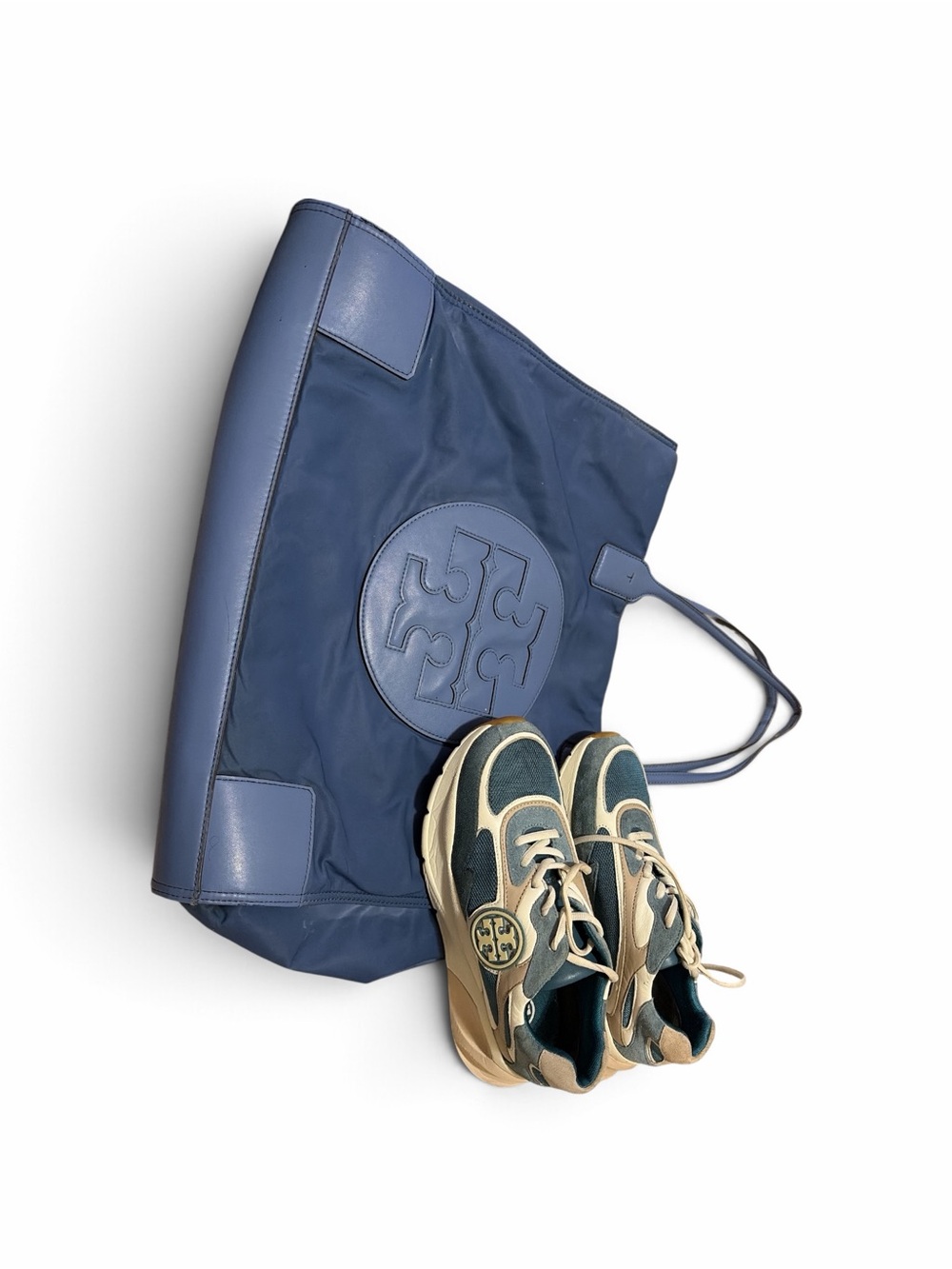 Tory Burch Slate Blue Logo Tote